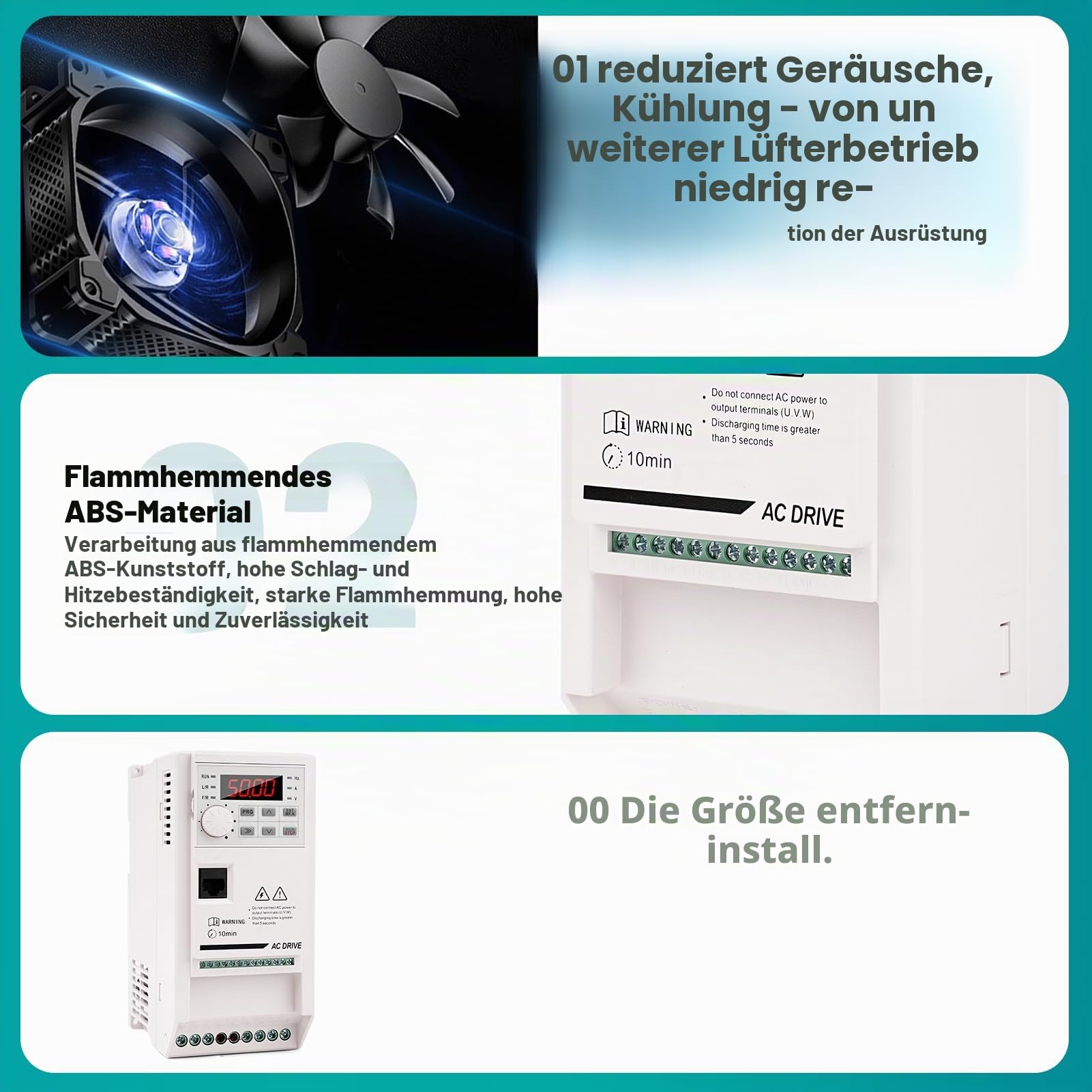 Frequenzumrichter 380V VFD 5.5KW drehzahlregler 3 phasen Eingang Ausgangs 380V frequenzumrichter CNC Antriebsumrichter Motordrehzahlregler mit Verlängerungskabel ZHB600-5.5KW