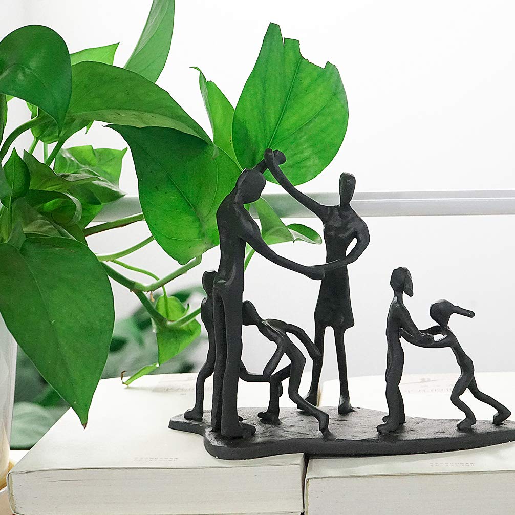 Dreamseden Famille de 6 Figurines, Sculpture familiale, décoration d'intérieur, Cadeaux pour Les familles, Statue de Famille en Fonte pour Anniversaire, Noël