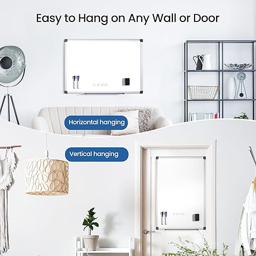 Miniatura 6 de Pizarra blanca magnética para pared, kit de pizarra de borrado en seco de 36 x 24 pulgadas con 2 marcadores magnéticos de borrado en seco, 4 imanes,