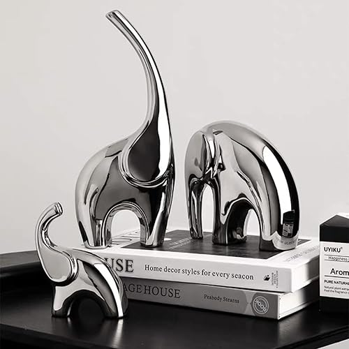 Miniatura 4 de Estatua moderna de cerámica decorativa de elefante, decoración del hogar para sala de estar, estante, estantería moderna, figuritas, escultura de