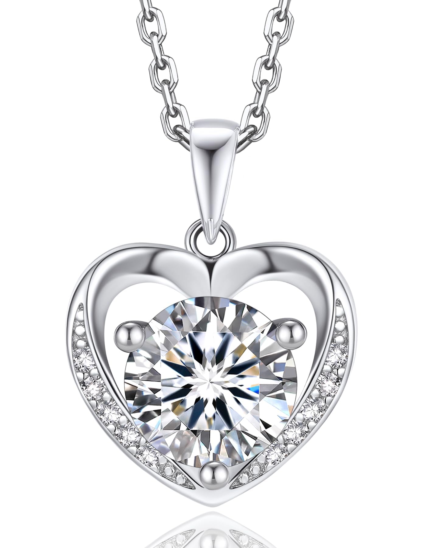 MomentWish Halskette Damen Silber 925, 1-2 Karat Moissanite Kette Rosegold Schmuck Damen Herz Silberkette mit Anhänger Geschenkbox Weihnachten Liebes Geschenk für Frauen Freundin