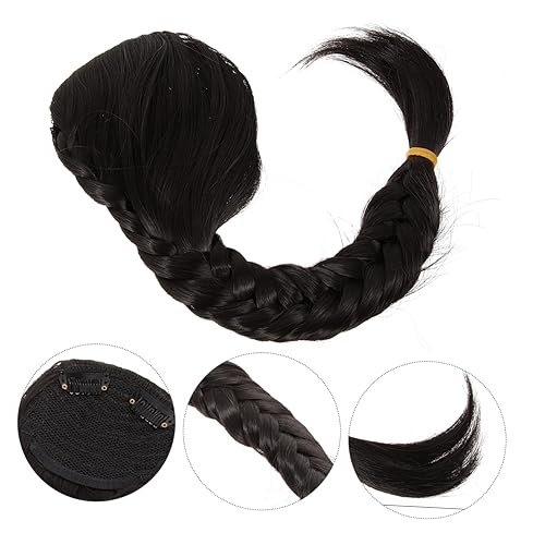 Miniatura 2 de Mikinona Peluca trenzada a mano trenzada para cola de caballo para mujer, peluca de trenzas para niñas, extensiones trenzadas, extensión de cabello