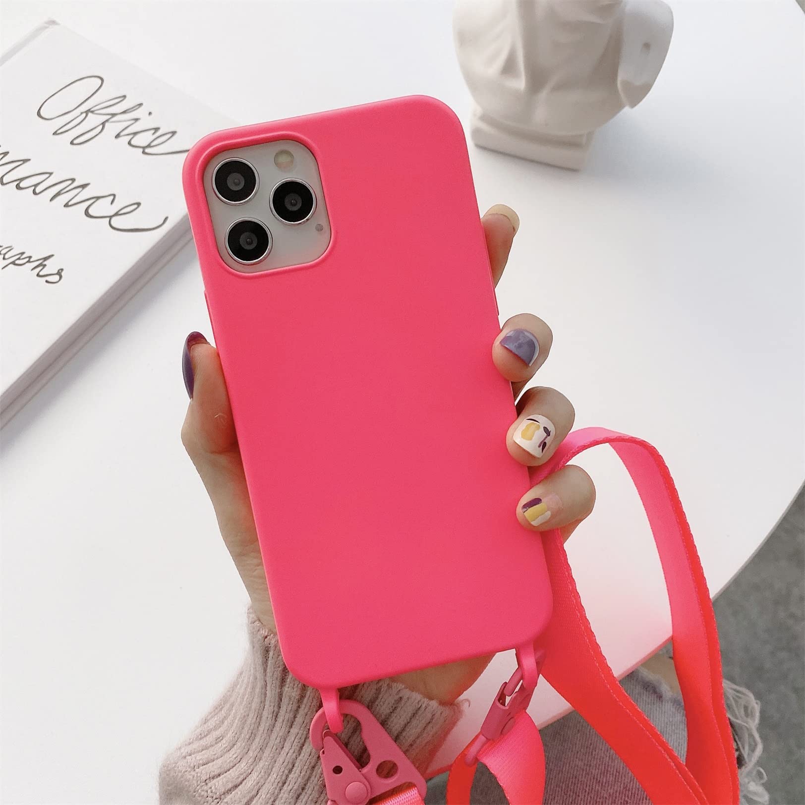 Jacyren Custodia per cellulare compatibile con iPhone 13 Pro Max Necklace con cordoncino per iPhone 13 Pro Max per appendere custodia in silicone con cinturino per iPhone 13 Pro Max