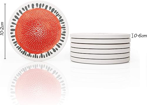Miniatura 7 de AD Juego de 6 posavasos para absorber bebidas, redondos, de cerámica, con base de corcho, tapete de protección de mesa para tazas y tazas, oficina,