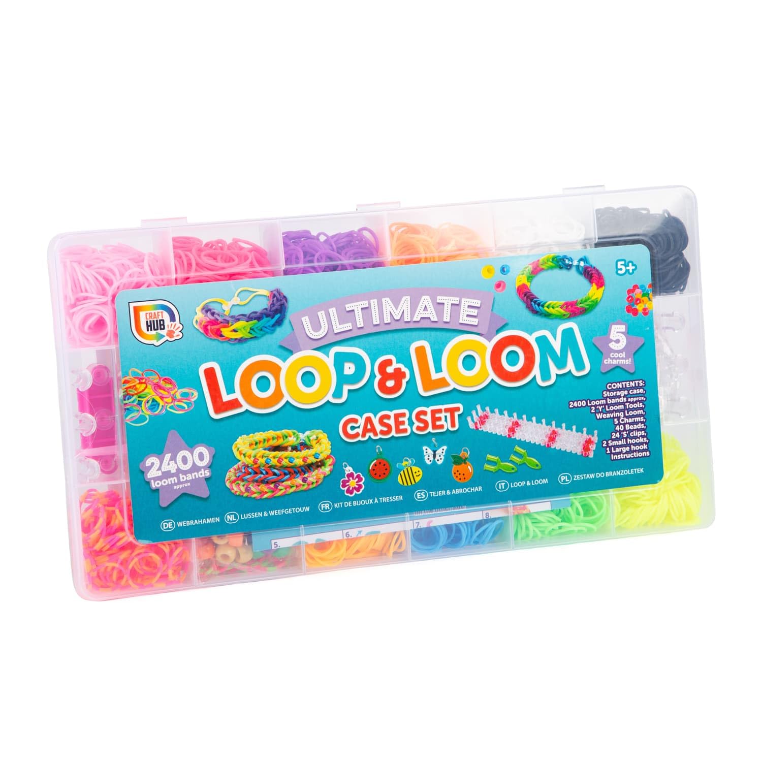 Ultimate Loom Band Case - Includes: 2400 X Loom Bands, 5 X Cool Charms - Great for Some Arts and Crafts Fun! - Weight: 0.3kg - Dimensions: 16 X 29.5 X 3.75cm