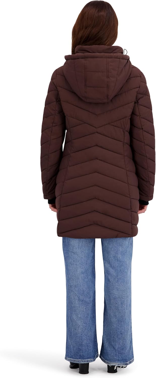 Nautica Women's Stretch Quilted Puffer Jacket– Winter Coat With Detachable Hood & Storm Cuffs - Image 5