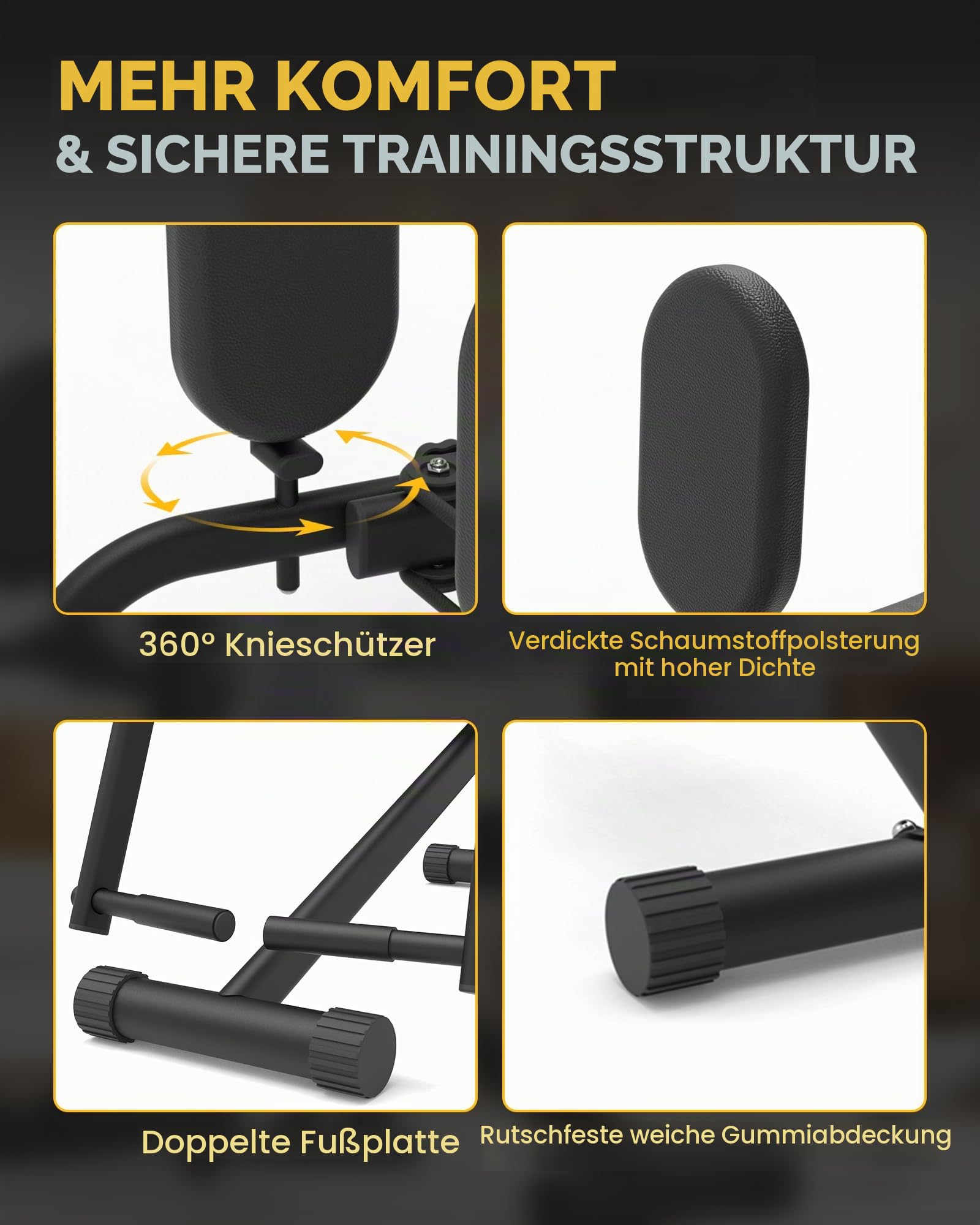 GuuG Po Trainer für Zuhause Abduktoren- und Adduktorengerät | Gesäßtrainer mit variablem Widerstand für Abduktoren und Adduktoren, Po- und Beintraining, 360° drehbare Komfort-Beinpolster