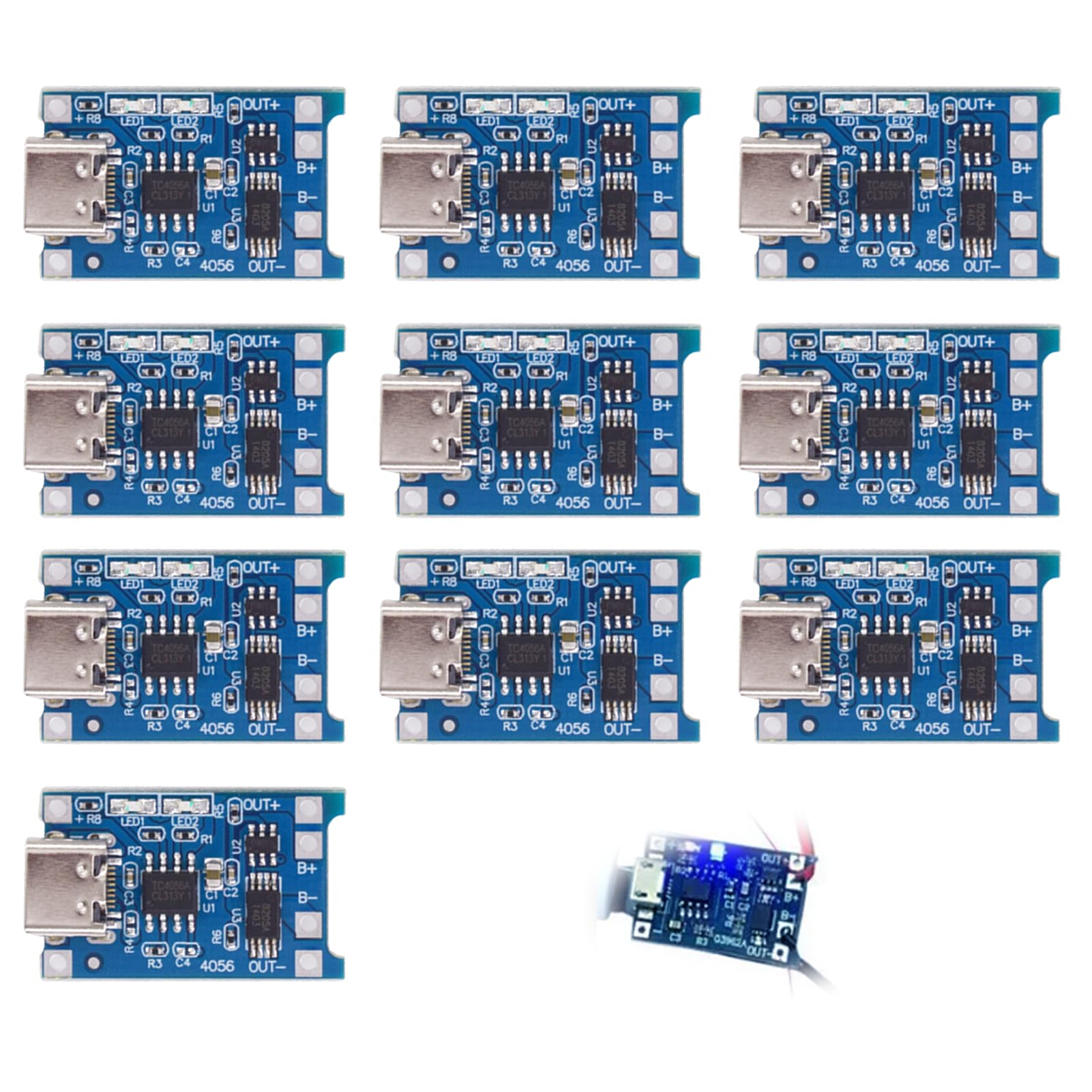 TP4056 Typ-C USB 5 V 1 A 18650 Lithium-Batterie-Lademodul mit doppeltem Schutz, Ladeplatine und BMS für 18650 Li-Ionen-Akkus, 3 Stück TP4056 Typ-C USB 5 V 1 A 18650 Lithium-Batterie-Lademodul mit doppeltem Schutz, Ladeplatine und BMS für 18650 Li-Ionen-Akkus, 3 Stück