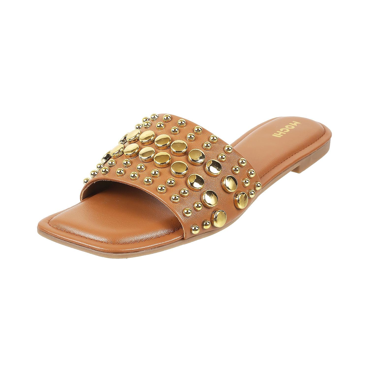 mochi Women Synthetic Leather Ethnicwear Beaded Chappal-picture-56