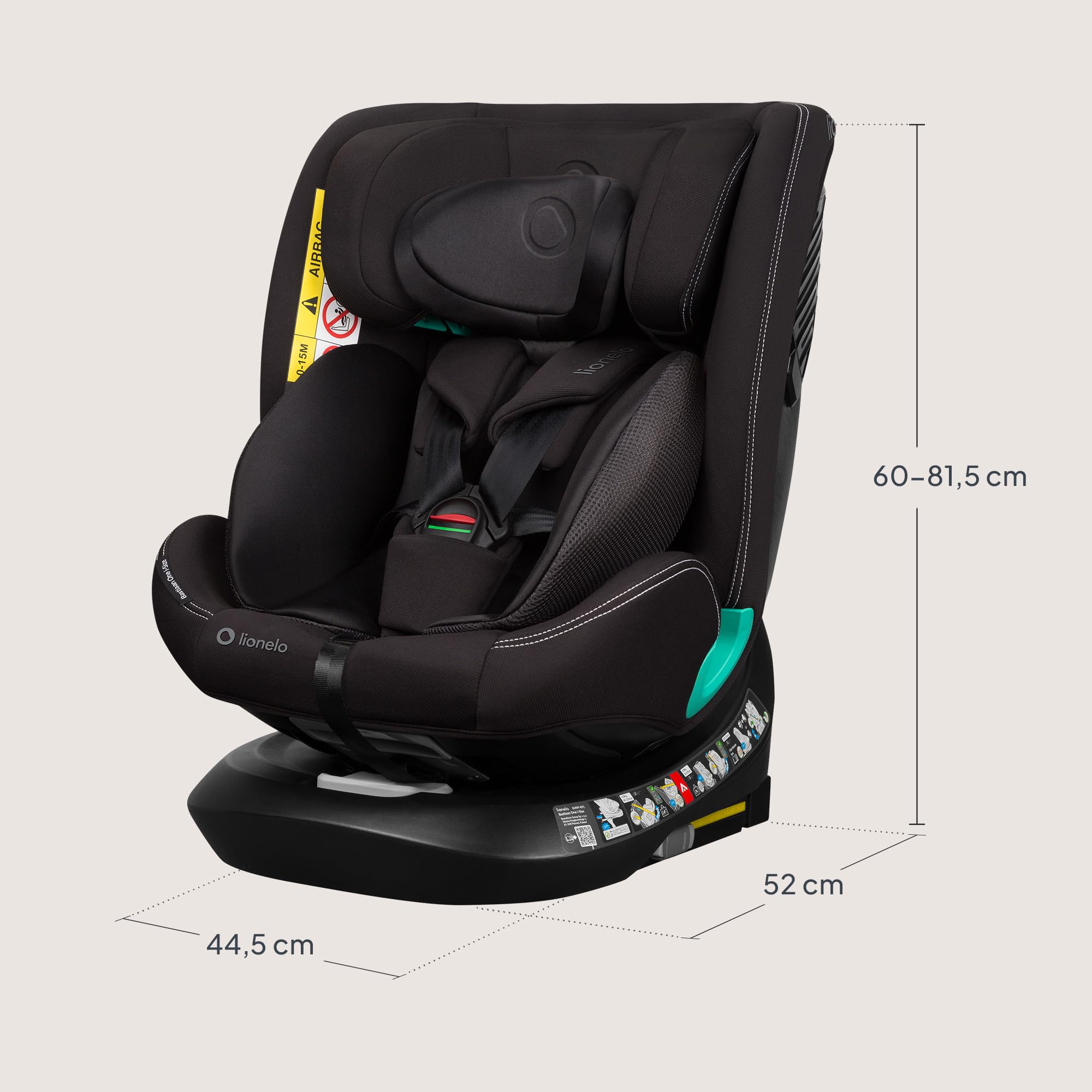 Lionelo Bastiaan i-Size One 360o drehbarer Autositz für Kinder 40-150 cm | Montage in Fahrtrichtung und entgegen der Fahrtrichtung möglich, ISOFIX Pas TopTether Einstellbare Rückenlehne