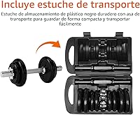 Vista 5 de Yaxa Basics - Juego de mancuernas ajustables con estuche, 17,2 lbs, color negro