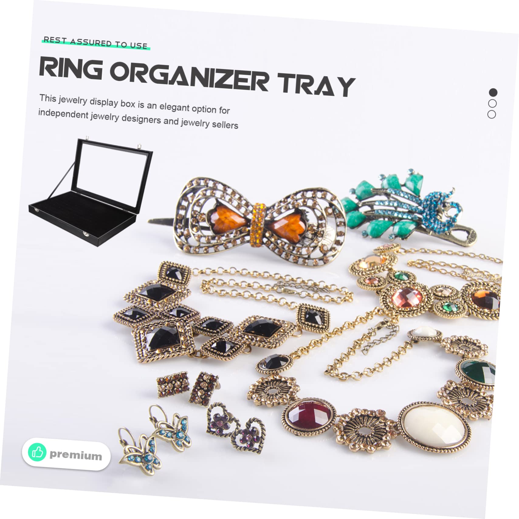 Gatuida Boîte à Bagues Emplacements avec Couvercle Transparent Organisateur de Bijoux pour Rangement et Plateau Bijoux Noir pour Bagues pour et