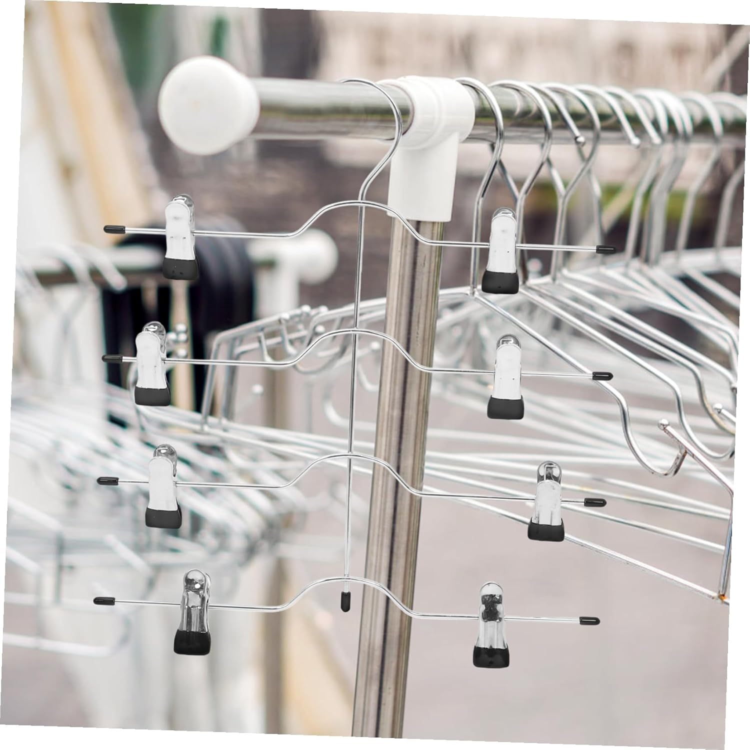 Uonlytech 4pcs Space Saving Pants Hangers with Rotating Clips Skirt and Trouser Organizer Anti-Slip Clothes Rack for Closet Efficient Storage