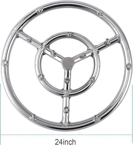 Miniatura 2 de Anillo de quemador redondo de 24 pulgadas, de acero inoxidable 304, para fogata de gas natural y propano