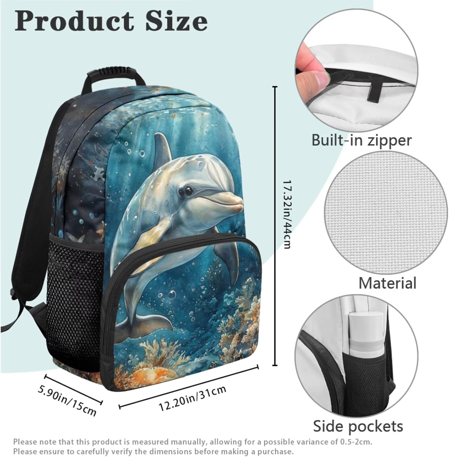 3 Pack Light Blue Backpack for Girls with Lunch Box, Large Bookbag with Padded Lightweight Teen School Bags for Girls 14-16 with Pencil Box for Back to School Gifts