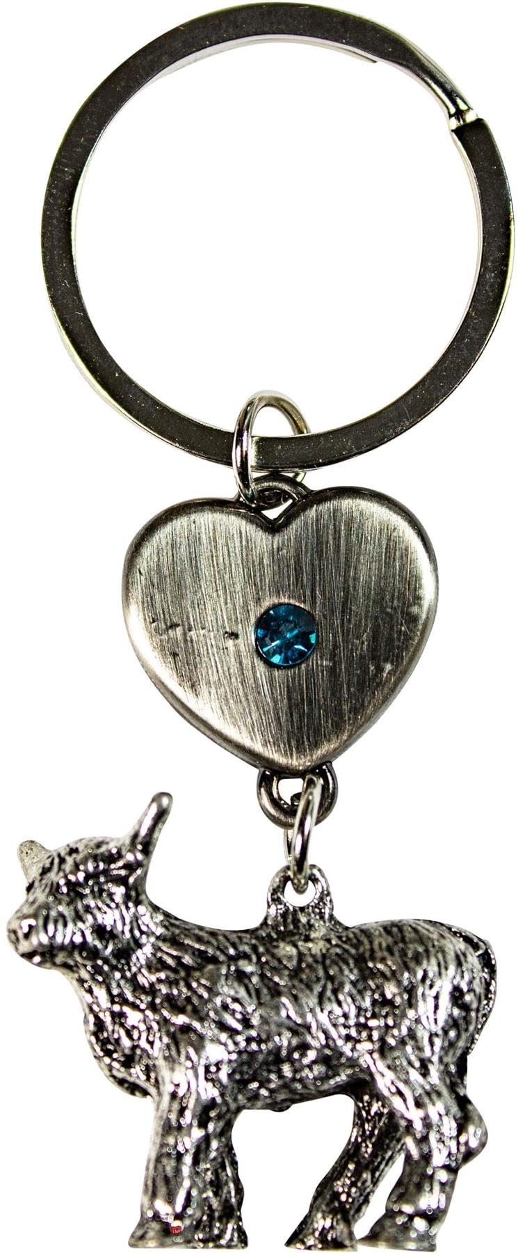 I Luv Ltd Unisex December Keyring, Scotland Highland Cow Keychain With Birthstones, Scottish Gifts