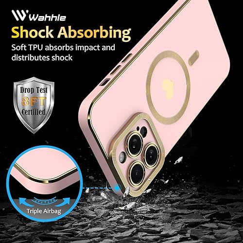 Miniatura 2 de wahhle Magsafe - Funda magnética para iPhone 13 Pro, funda de teléfono con diseño de corazón chapado de lujo, compatible con Magsafe para mujeres y