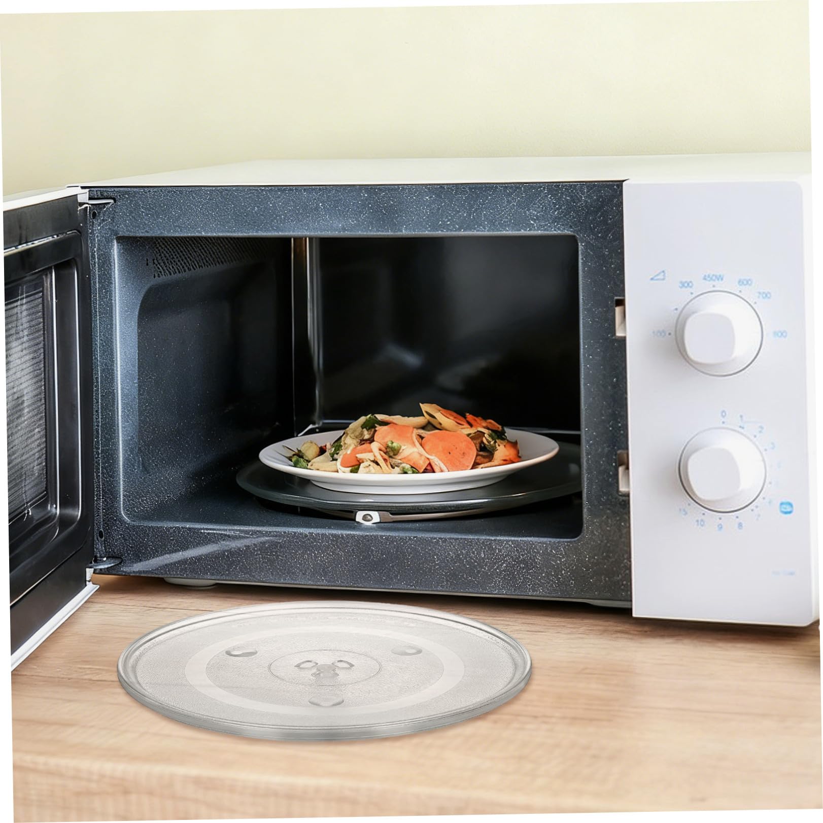 VILLCASE Bandeja Giratoria Fácil Instalación y Limpieza de Vidrio para Microondas, Plato de Repuesto Resistente al Calor para Uso en Microondas
