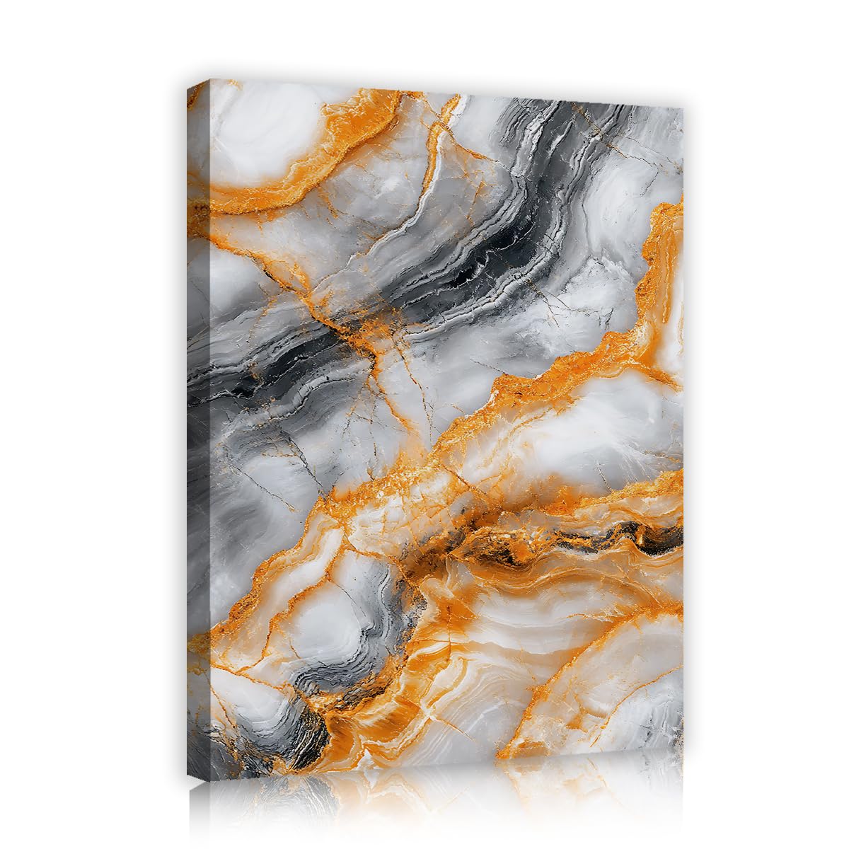 TOANGWALL Chic Orange Quartz Granite Framed Canvas Wall Art Club Room Contemporary Marble Texture Picture Graphic for Entryway Corridor Decor 40x50cm