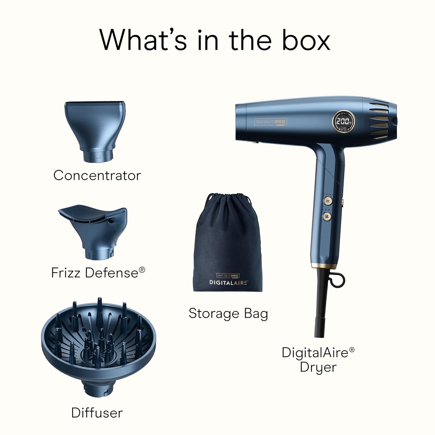 Infiniti PRO by CONAIR DigitalAIRE Hair Dryer, 1875W Frizz-Reducing  Ionic Hair Blow Dryer with Diffuser, Up to 5X More Speed and 90,000 RPMs for