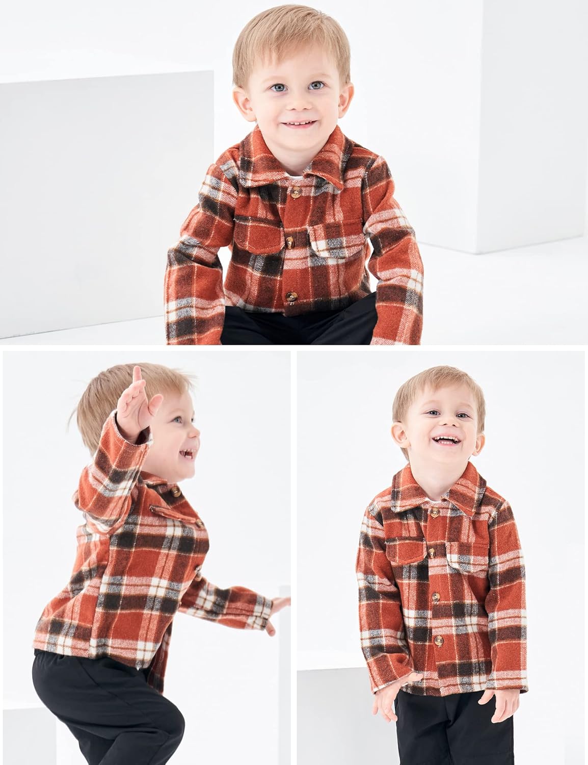 Toddler Baby Boy Outfits Plaid Shirt+T Shirts+Pants Fall Winter 3Pcs Clothing Set 6Months-4T - Image 3