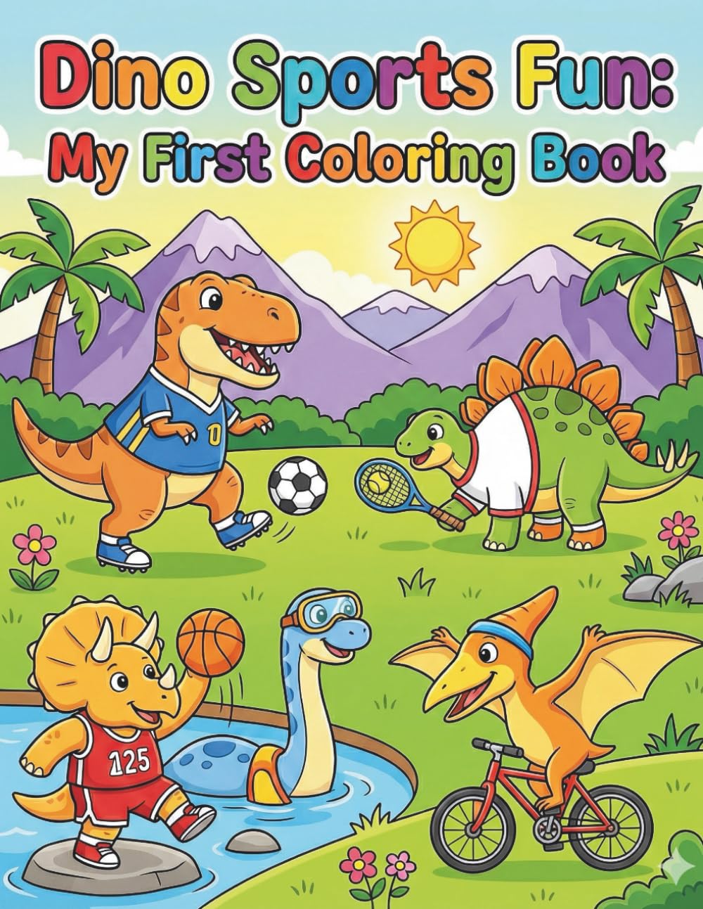 Dino Sports Fun: My First Coloring Book: 50 fun and easy dinosaur sports coloring pages for toddlers and preschoolers — perfect for boosting creativity, focus, and ine motor skills for Kids Ages 3–5.