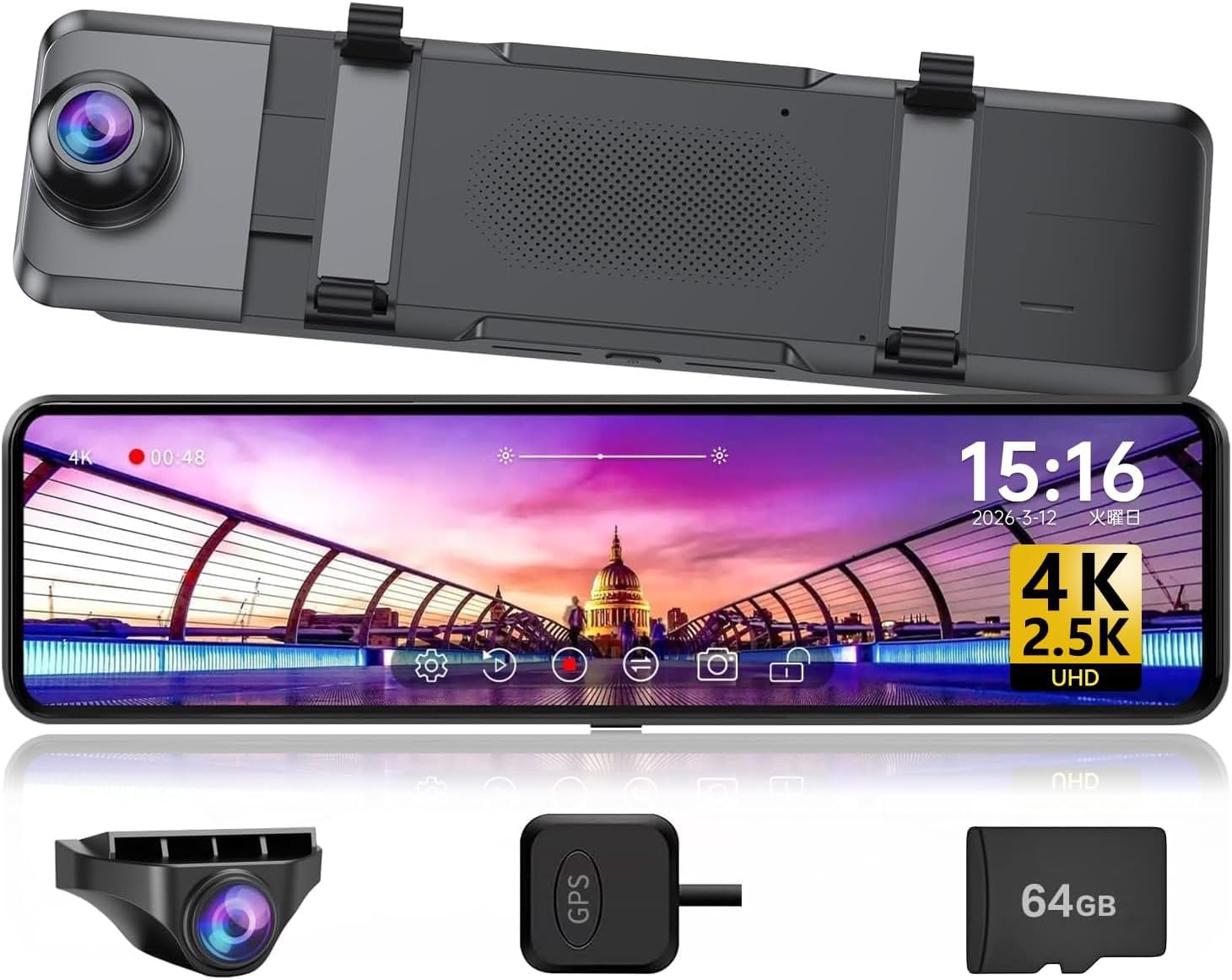 Amazon.co.jp: Changer ドライブレコーダー ミラー型 【前方4K／後方