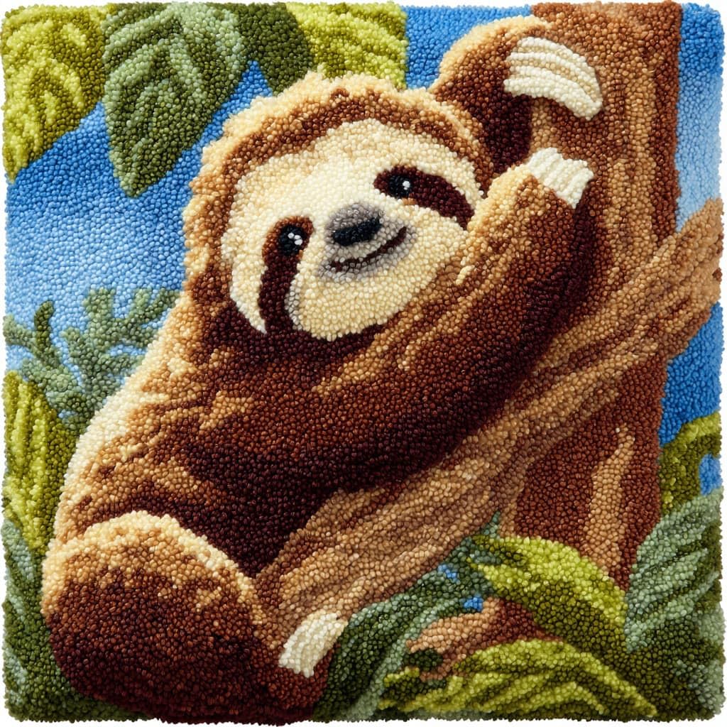 WallustrioaW Latch Hook Cushion Kits,Animal Sloth