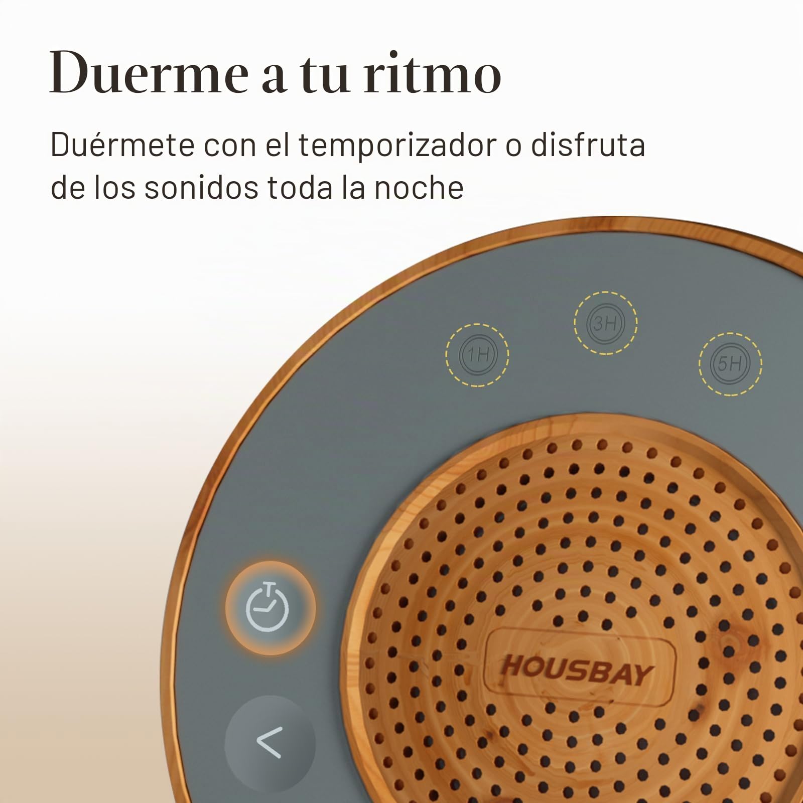 Housbay - Máquina de Ruido Blanco, Ayuda para Dormir para Adultos y Bebés, 35 Sonidos Naturales Relajantes para Dormir, Máquina de Ruido Blanco con Temporizador de Dormido y Diseño de Madera