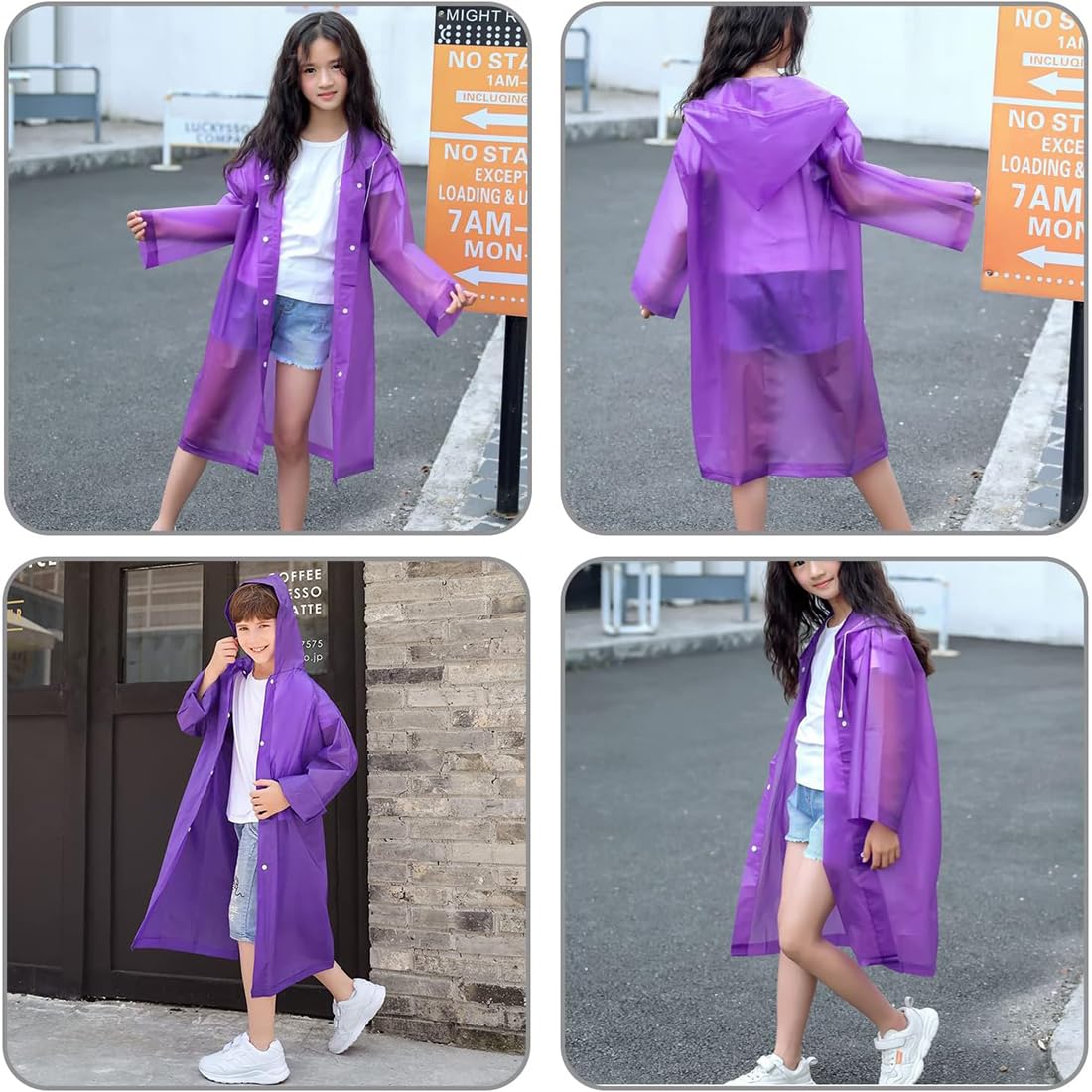 Poncho Pioggia Bambini In EVA - Impermeabile Leggero E Ripiegabile - Foto 6