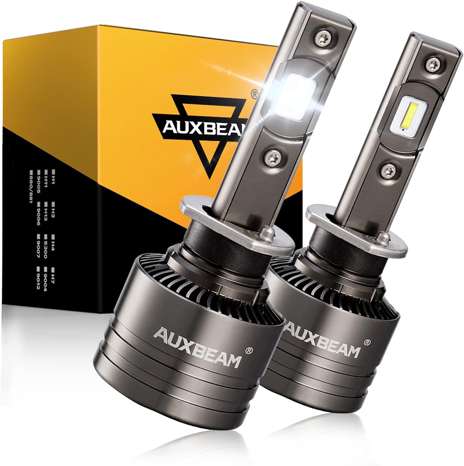 Auxbeam H1 Led Bulbs with Fan, 70W 15000lm 6500K H1 Led Light Conversion Kit with Temperature Control, Quick Installation H1 Halogen Bulbs Replacement, Pack of 2