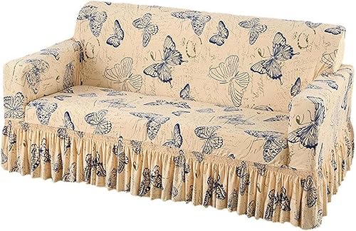 PUIOKA Funda de sofá estampada, funda de sofá elástica con falda, funda de sofá antideslizante de tela universal para todas las estaciones