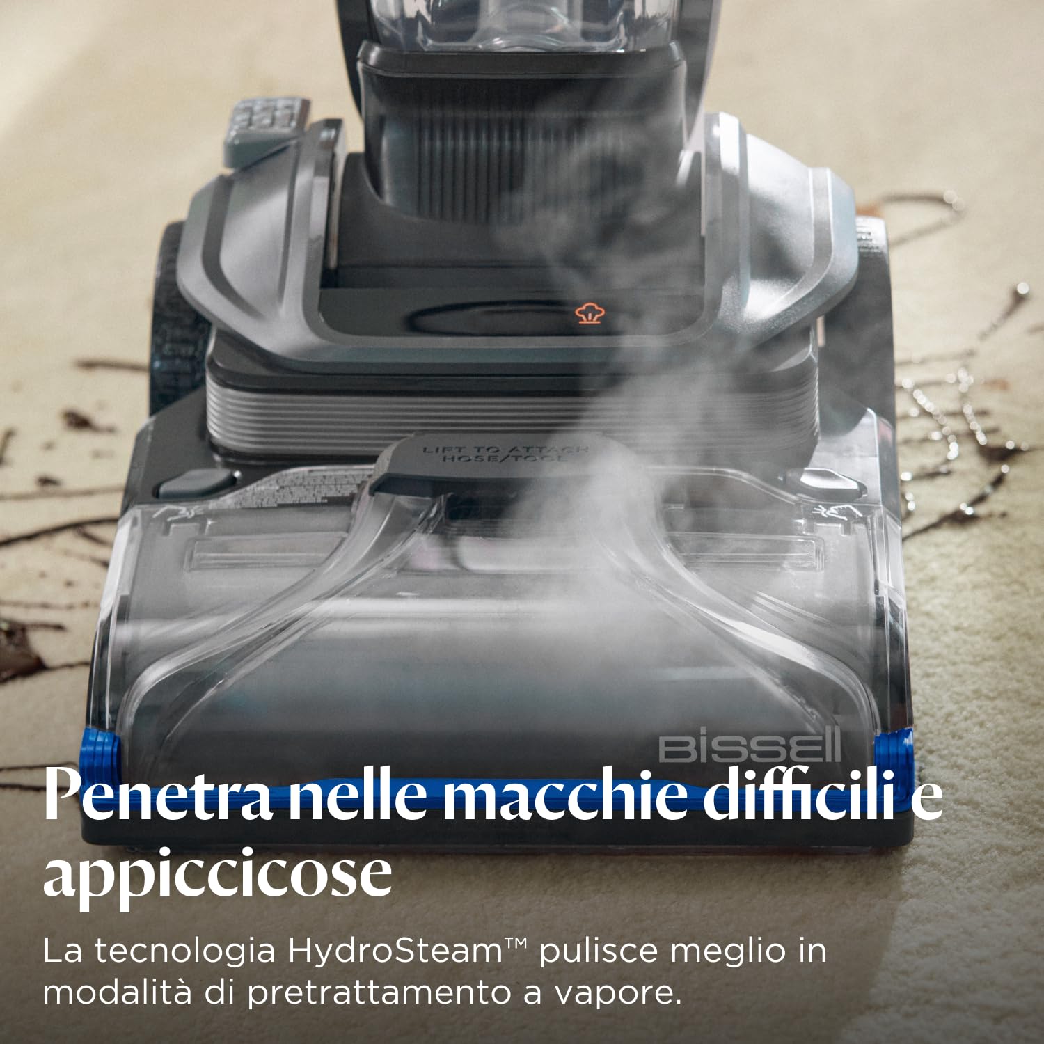 BISSELL Revolution HydroSteam, Lavatappeti con tecnologia HydroSteam, Lava tappezzeria rimuove Macchie Ostinate, Pulitore a vapore per Tappeti e Tappezzeria, Con Cavo, Potente motore 1300W, 3670N