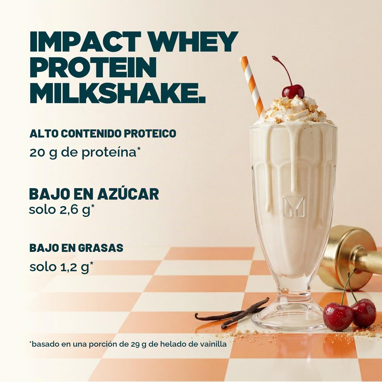 Myprotein Impact Whey Protein Milkshake, Helado de Vainilla, 30 Porciones