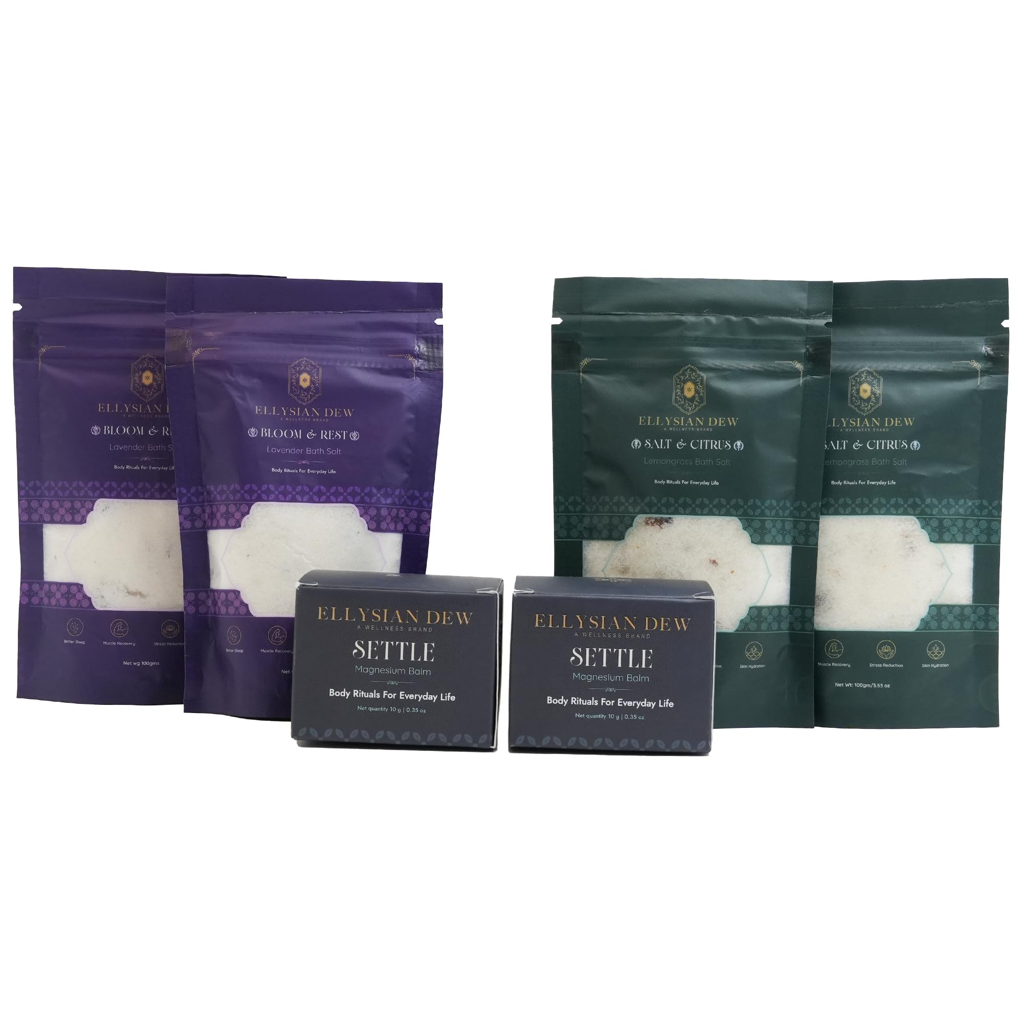 Bath Salt Combo with Lavender, Lemongrass and Settle Balm, Relaxation and Recovery, Natural Botanicals, Paraben Free, 4 x 100 g + 2 x 10 ml 6 Items-image-20
