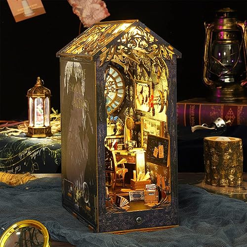 Miniatura 2 de Book Nook - Kit de casa en miniatura para casa de muñecas de madera, sujetalibros para decoración de estanteríasmanualidades para adultos,