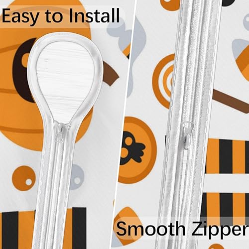 Miniatura 3 de KOBLEN Bat Candy - Mantel de Halloween para exteriores con agujero para paraguas, impermeable, con cremallera, redondo, ajustable, con elástico,