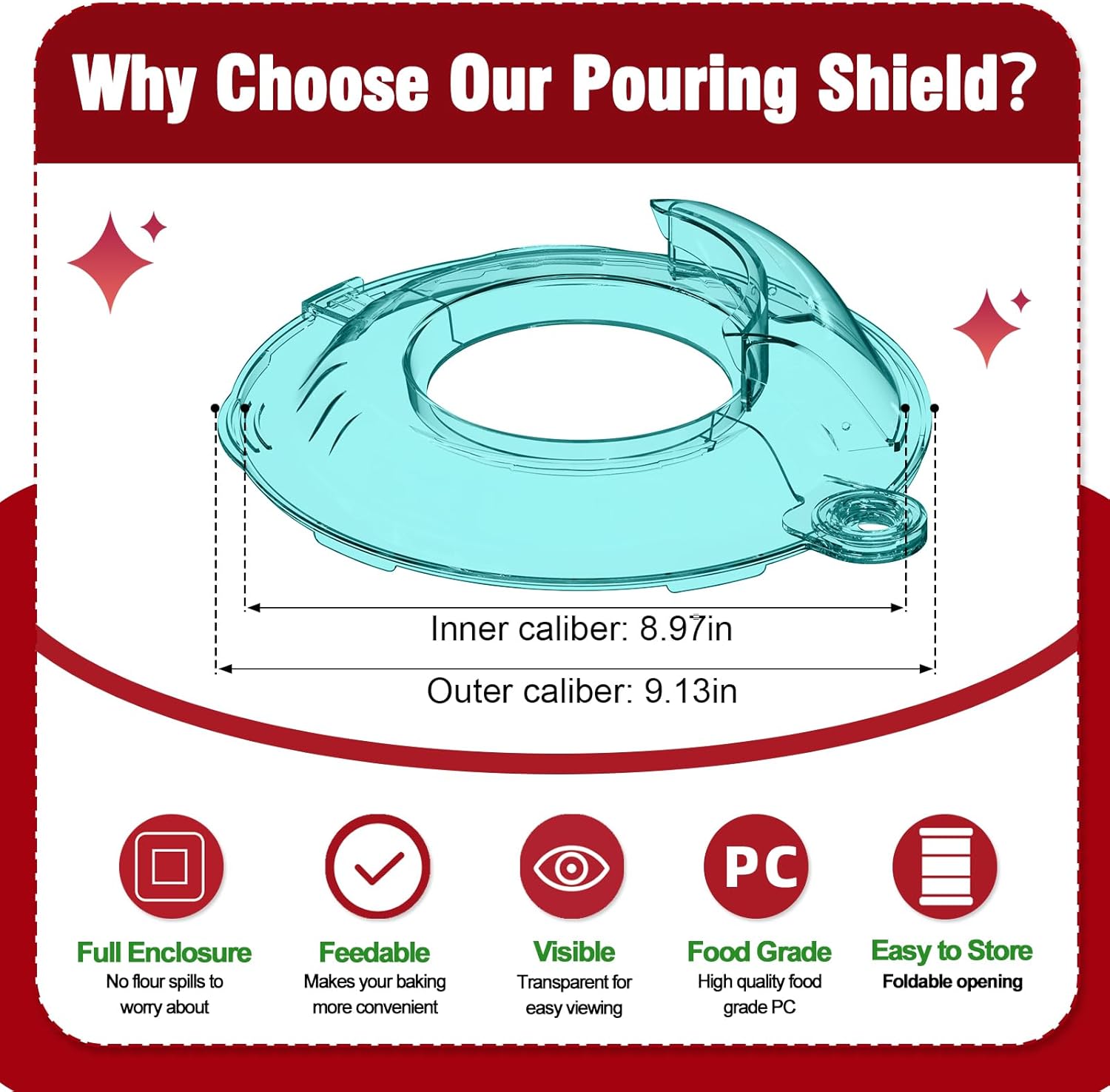 Pouring Shield for KitchenAid Tilt Head 4.5-5QT Mixer Stainless Steel Bowls (Only),Food Grade Pouring Shield Mixers Bowl Cover Splash Guard for Kitchen aid Accessories and Attachments,Upgraded