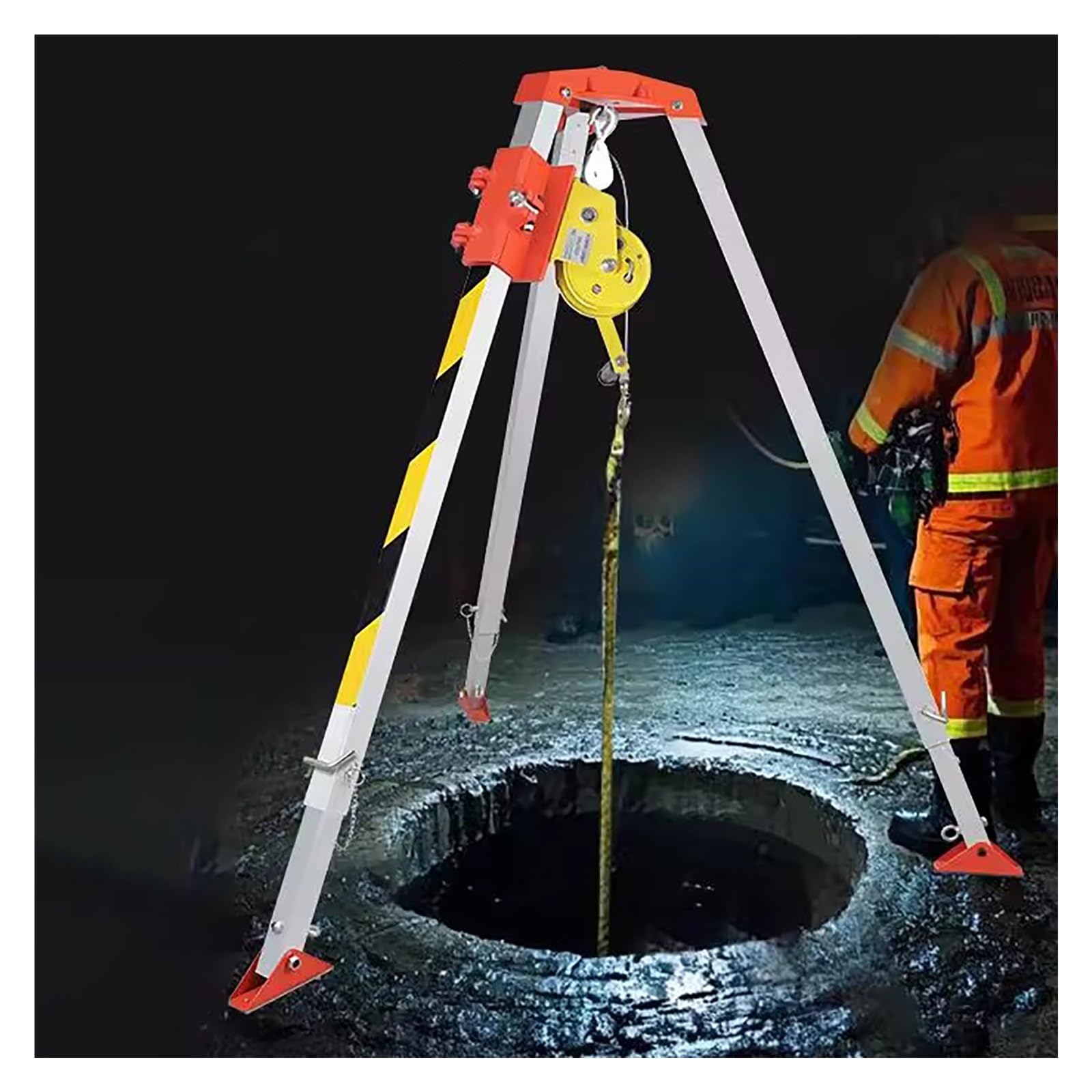 Kit de trípode de rescate en espacios confinados con cabrestante, sistema de protección portátil de aluminio contra caídas para operaciones de emergencia
