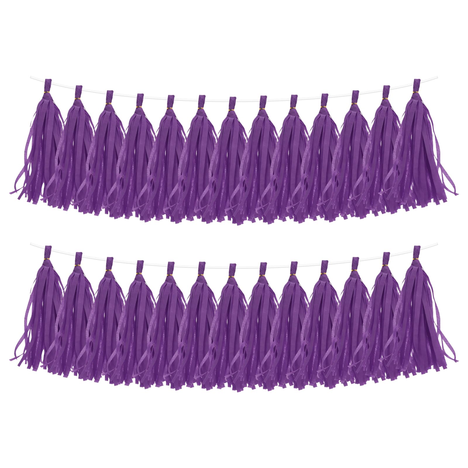 sourcing map 30Pcs Paper Tassels Garland, Tassel Garland Banner with Rope and Tie Wire for Party Decorations Wedding Decorations Football Party Engagement Decor DIY, Dark Purple