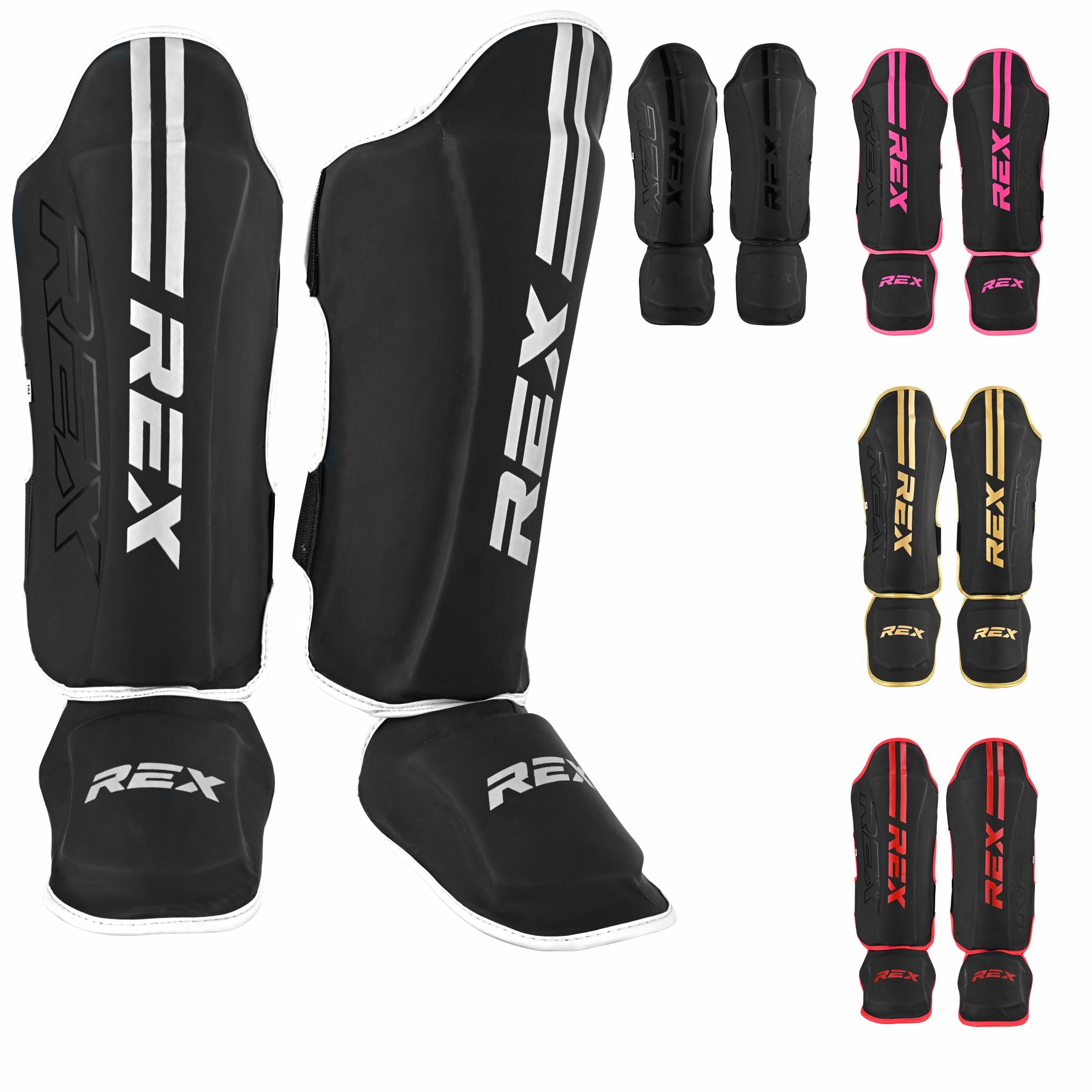 Rex Boxing, parastinchi Muay Thai, protezione per arti marziali, kickboxing, BJJ, Karate, pelle sintetica rinforzata MMA