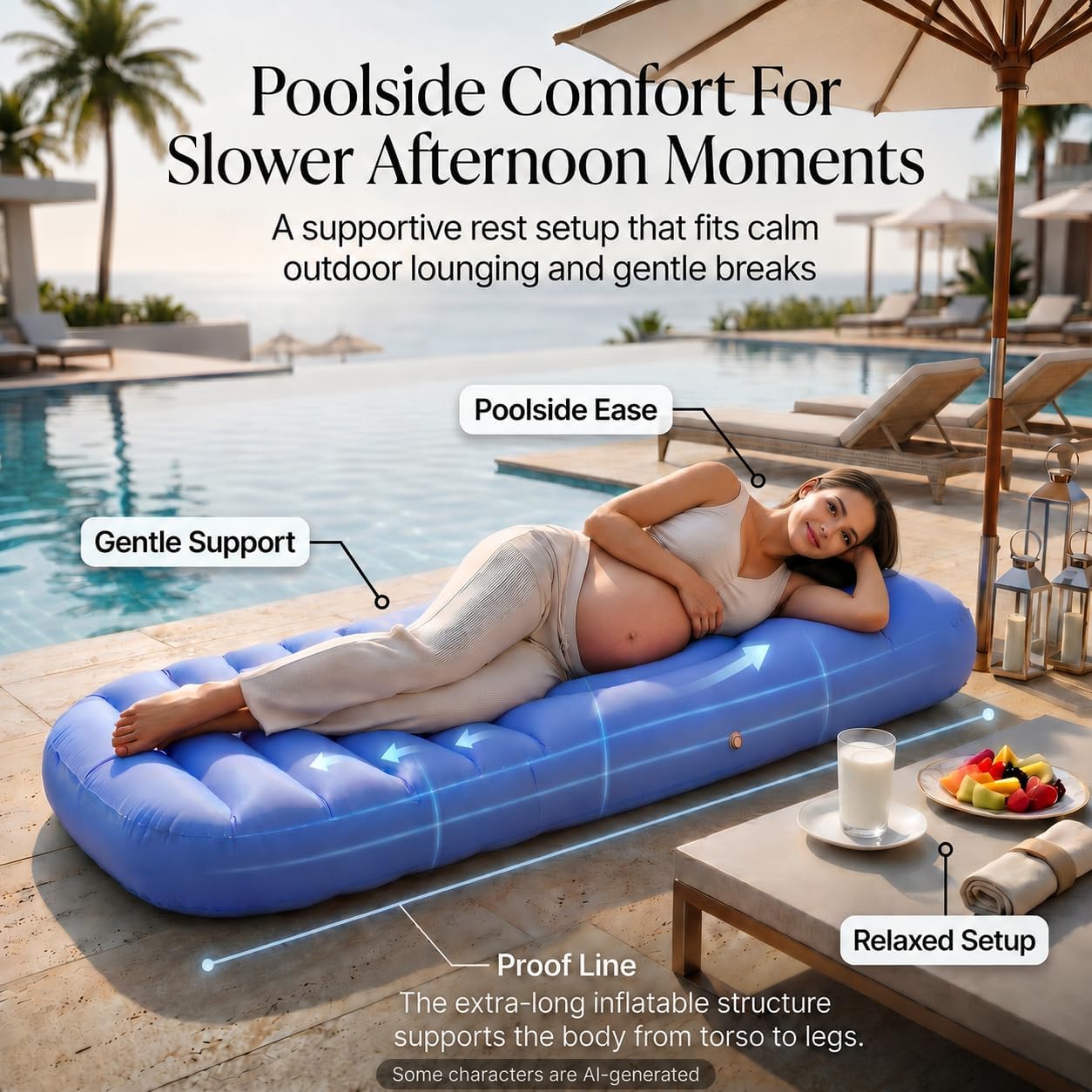 Pregnancy Inflatable Pillow with a Hole, Prone Support Maternity Air Mattress with Pump, Supportive PVC Material, for Pool Floating, Yoga, Massage,Sunbathing Prenatal Relaxation (Blue)