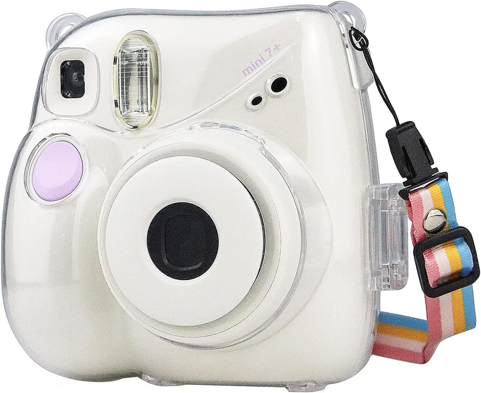 Rieibi Mini 7+ Case, Transparent Crystal Camera Case for Fujifilm Mini 7+ Instant Camera, Protective PP Cover with Removable Shoulder Strap