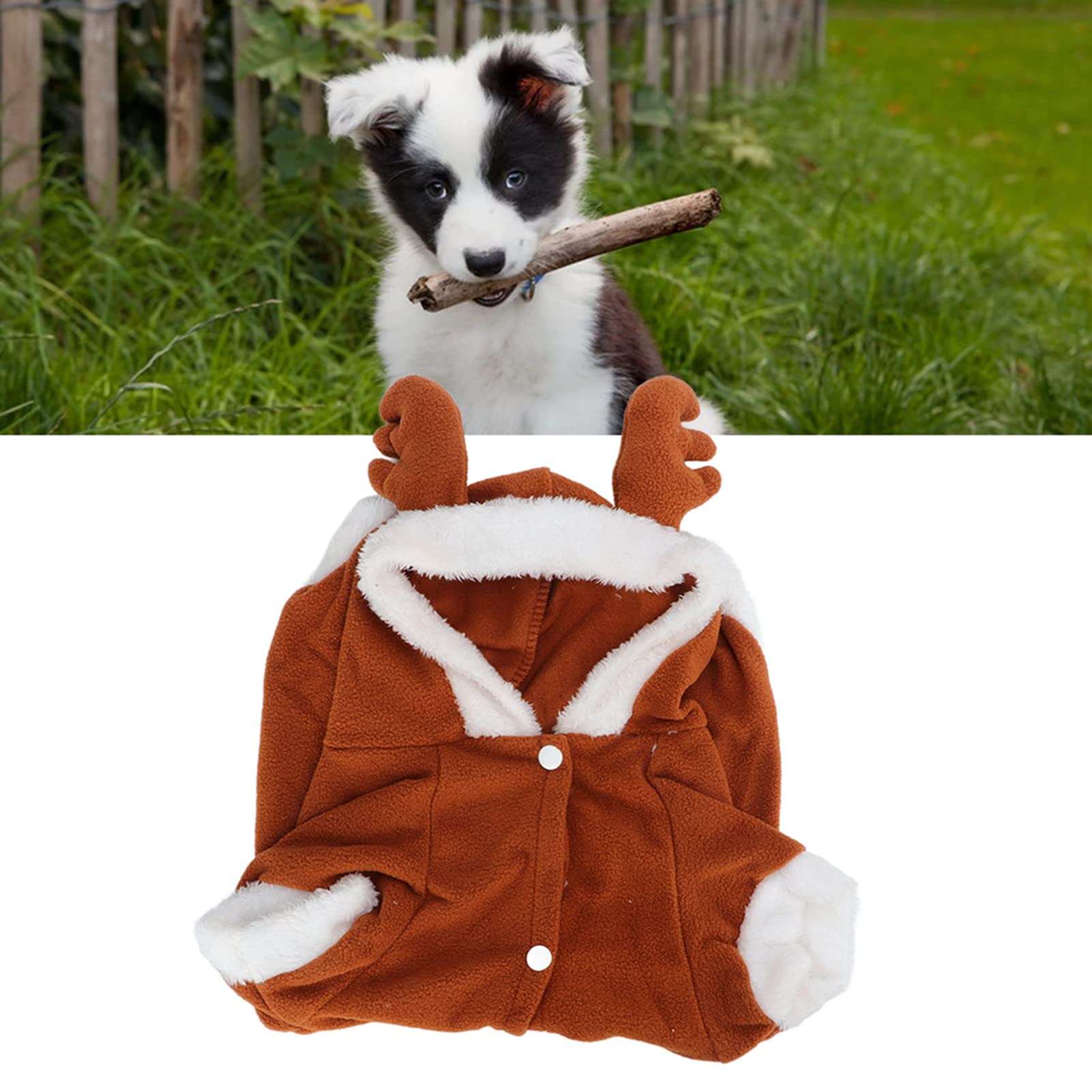 Felpa con cappuccio invernale per cani con design con alci, calda giacca per cani di taglia media e grande, in poliestere ispessito, con vestibilità larga, per autunno inverno, attività all'aperto e