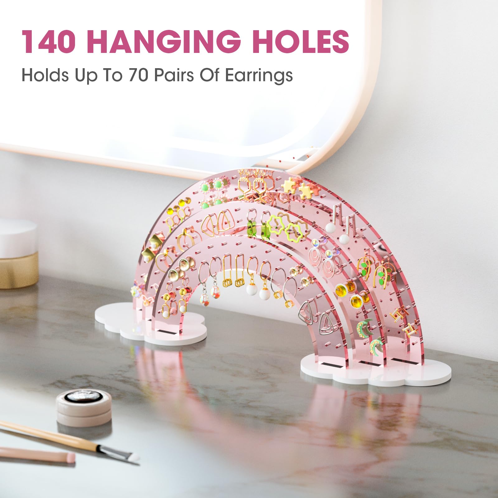 NiHome 3-Tier Acrylic Earring Organizer (Rose Gold Mirror Finish) - Image 2