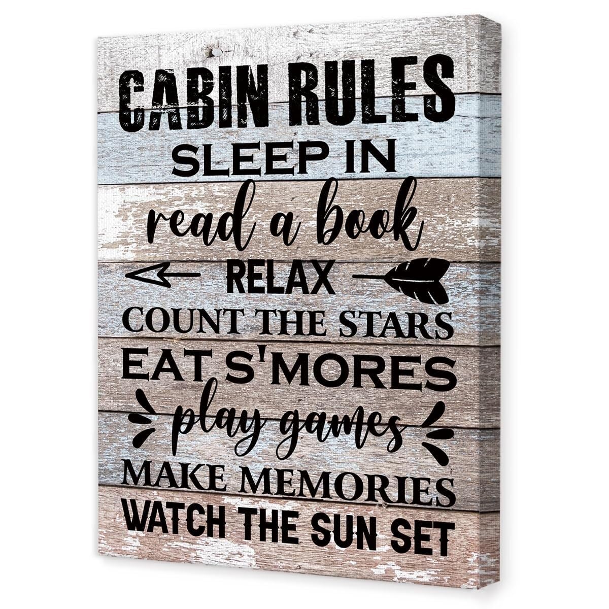 RNUMLIGH Gift for Campers Cabin and RV Rules Poster Funny Camping Wall-Art Canvas Print for Camper Interior