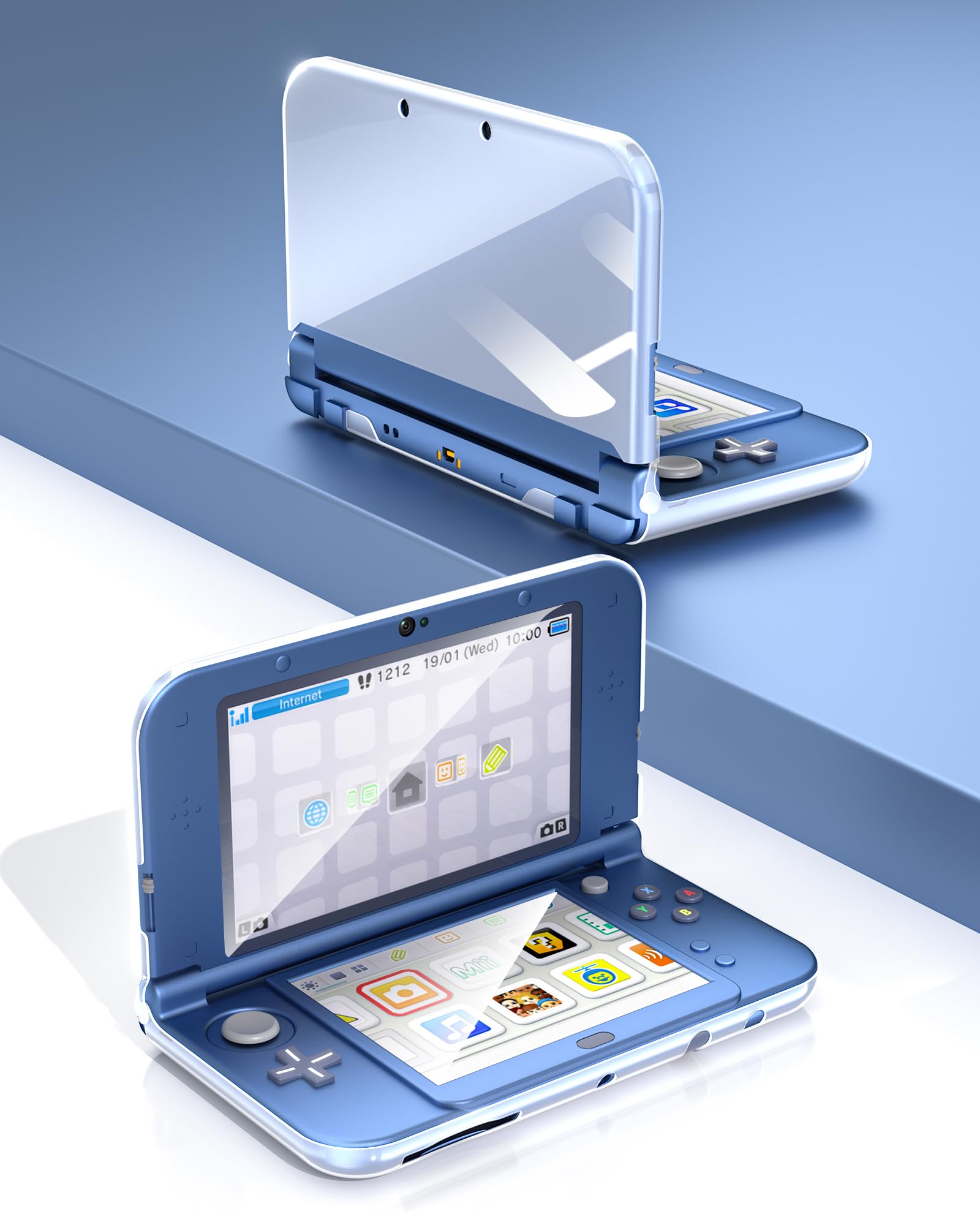Coque 3DS XL avec protection d'écran 3DS XL, coque rigide transparente avec film PET flexible HD pour 3DS XL/LL 2015