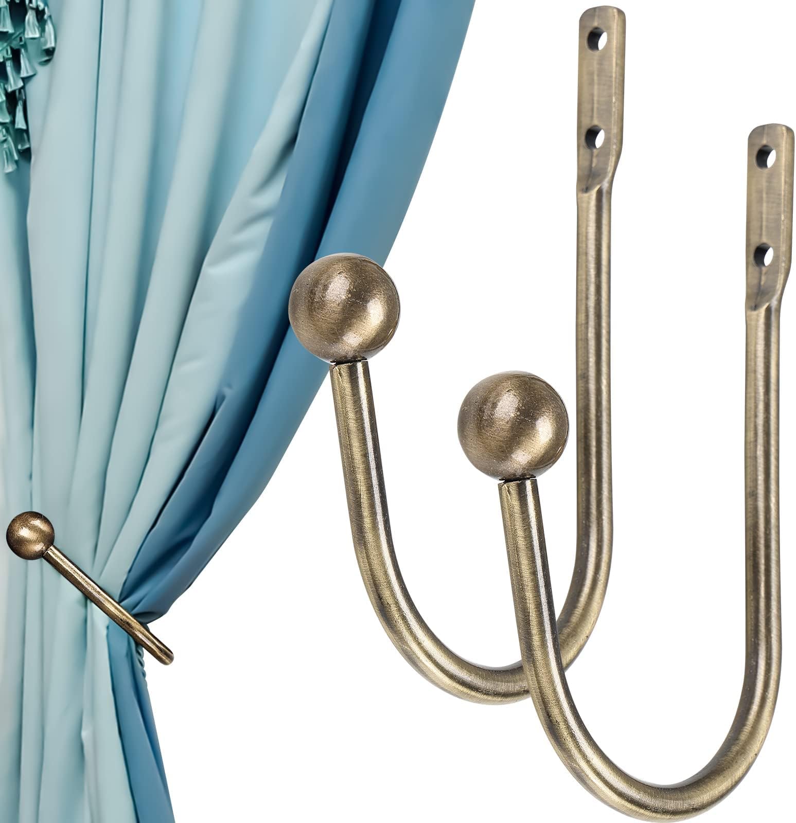 ABC Decor Pack of 2 Curtain Holdbacks, Metal Hold backs, Pair, Antique