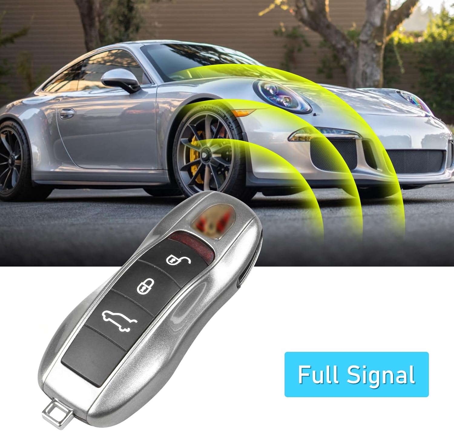 Jaronx Compatible with Porsche Key Fob Cover, Key Cover Compatible with Cayenne Panamera Macan Cayman 911 Compatible with Porsche Accessories (GT Silver) - Image 3