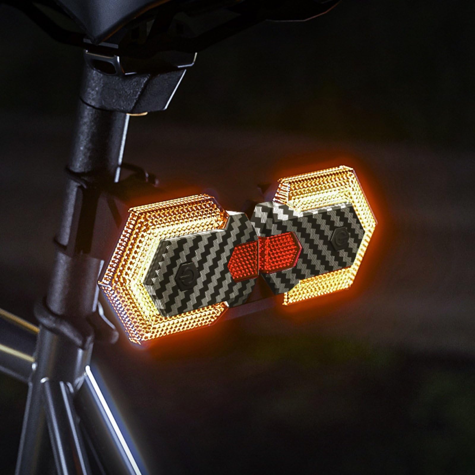 perfk Freccia Bici Luce Indicatore Fanale Campanello Allarme Rimovibile in Fibra di Carbonio Senza Cablaggio per Segnalazione di Svolta E Maggiore